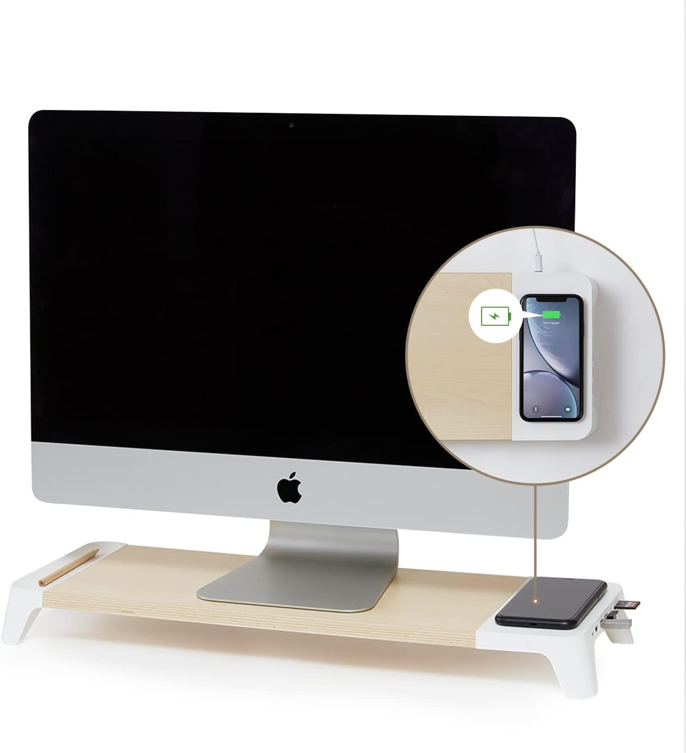 EYES 8 - 3-in-1 Monitor Stand Hub with Fast Wireless Charging Pad